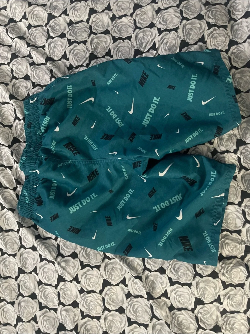 Nike Teal Green Boys' Swim Trunks with White Swoosh